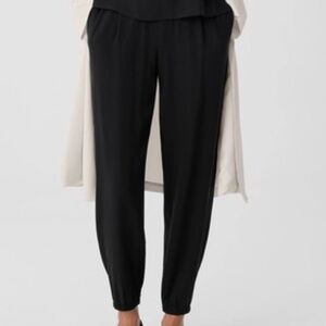 NEW EILEEN FISHER Silk Georgette Crepe Jogger Pant Black Medium